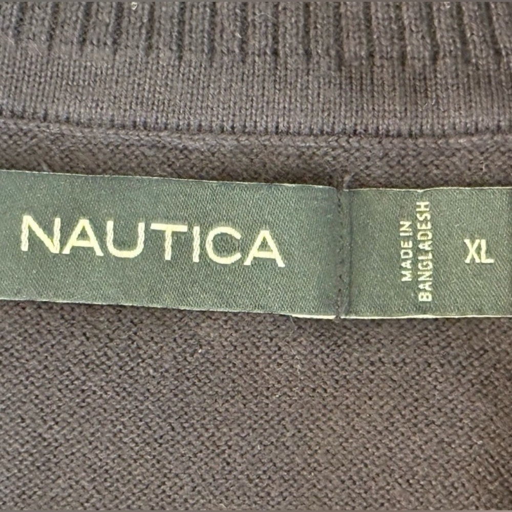 Nautica Men's XL Quarter Zip Sweater Navy Long Sleeves Mock Neck Pull Over Top - Picture 6 of 8